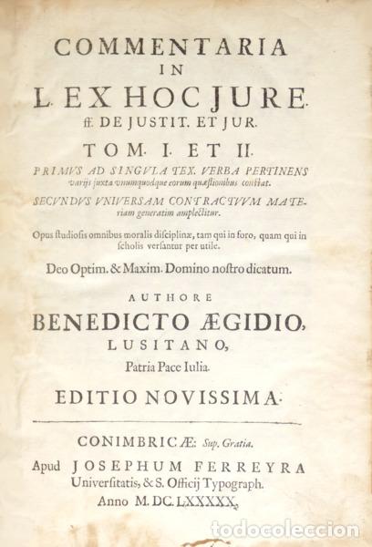 Libros: GIL. (Bento) - COMMENTARIA IN LEX HOC JURE. - Foto 1