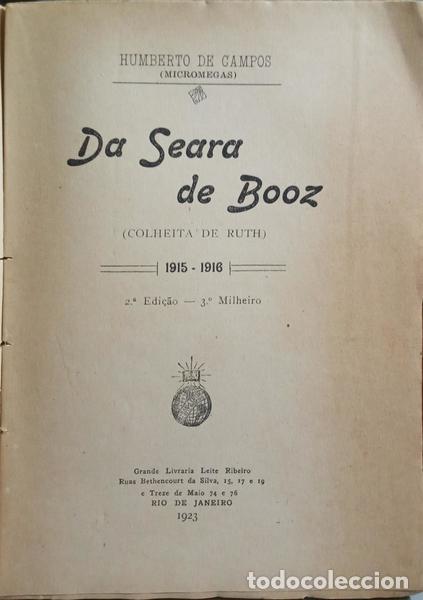 Libros: CAMPOS. (Humberto de) - DA SEARA DE BOOZ. - Foto 2
