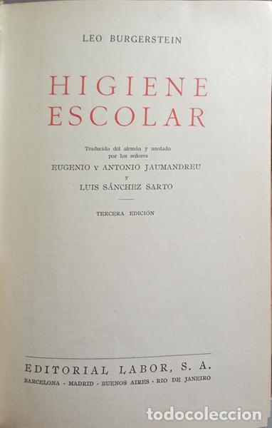 Libros: BURGERSTEIN. (Leo) - HIGIENE ESCOLAR. - Foto 2