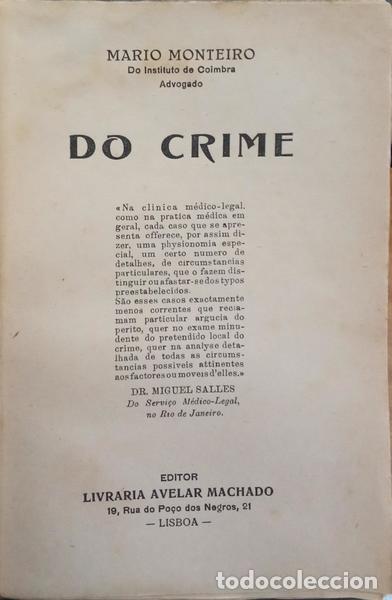 Libros: MONTEIRO. (M&aacute;rio) - DO CRIME. - Foto 2