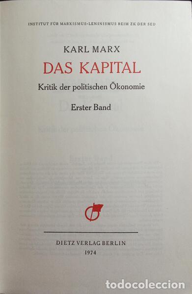 Libros: MARX. (Karl) - DAS KAPITAL, ERSTER BAND. - Foto 2