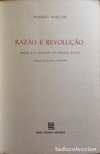 Libros: MARCUSE. (Herbert) - RAZ&Atilde;O E REVOLU&Ccedil;&Atilde;O. - Foto 2