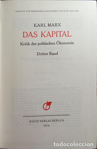 Libros: MARX. (Karl) - DAS KAPITAL, DRITTER BAND. - Foto 2