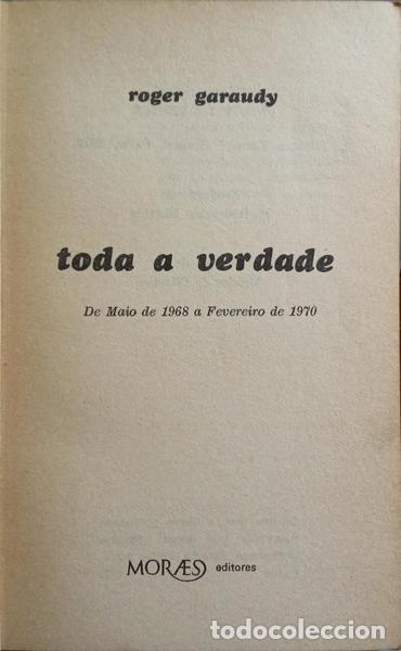 Libros: GARAUDY. (Roger) - TODA A VERDADE. - Foto 2