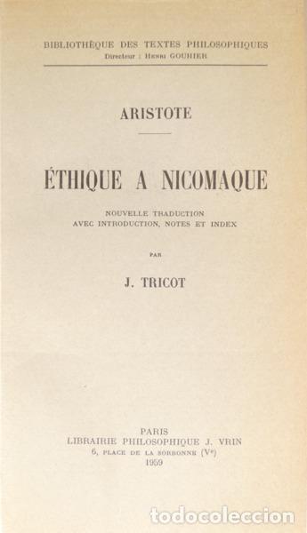 Libros: ARIST&Oacute;TELES. - &Eacute;THIQUE A NICOMAQUE. - Foto 1
