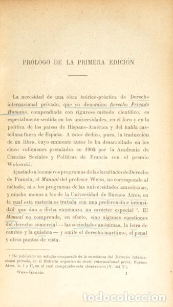 Libros: WEISS. (Andre) - MANUAL DE DERECHO INTERNACIONAL PRIVADO. [2 VOLS.] - Foto 2