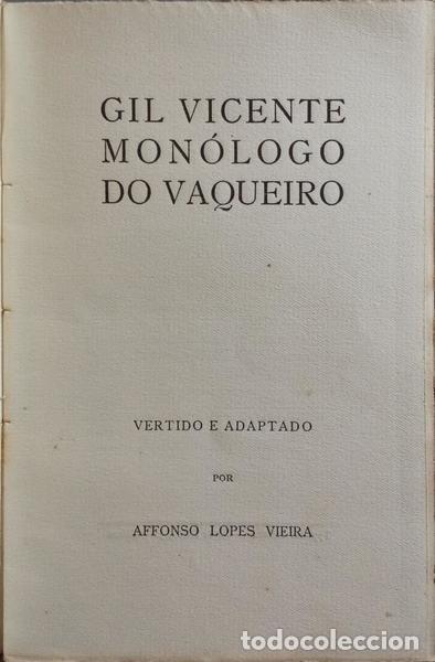 Libros: VICENTE. (Gil) - MON&Oacute;LOGO DO VAQUEIRO. [OU DA VISITA&Ccedil;&Atilde;O]. - Foto 2