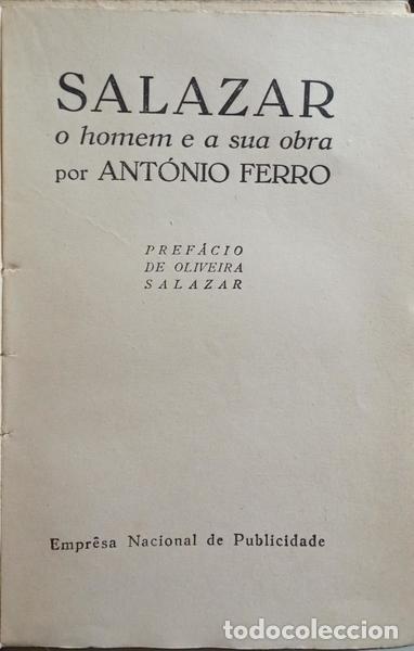 Libros: FERRO. (Ant&oacute;nio) - SALAZAR O HOMEM E A SUA OBRA. - Foto 2