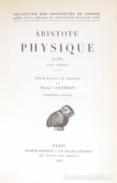Libros: ARIST&Oacute;TELES. - PHYSIQUE. [2 VOLS.] - Foto 1