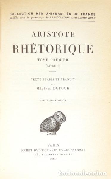 Libros: ARIST&Oacute;TELES. - RH&Eacute;TORIQUE. [2 VOLS]. - Foto 1