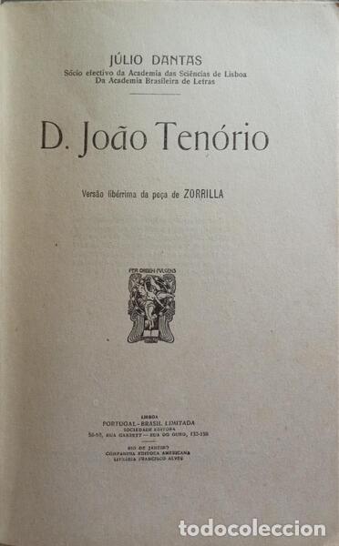 Libros: DANTAS. (J&uacute;lio) - D. JO&Atilde;O TEN&Oacute;RIO. - Foto 2