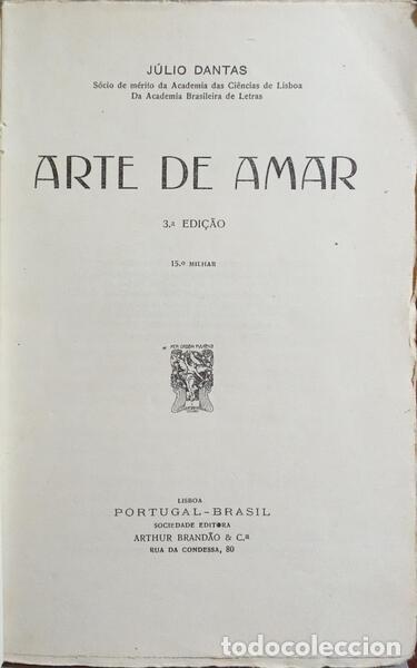 Libros: DANTAS. (J&uacute;lio) - ARTE DE AMAR. [3.&ordf; EDI&Ccedil;&Atilde;O] - Foto 2