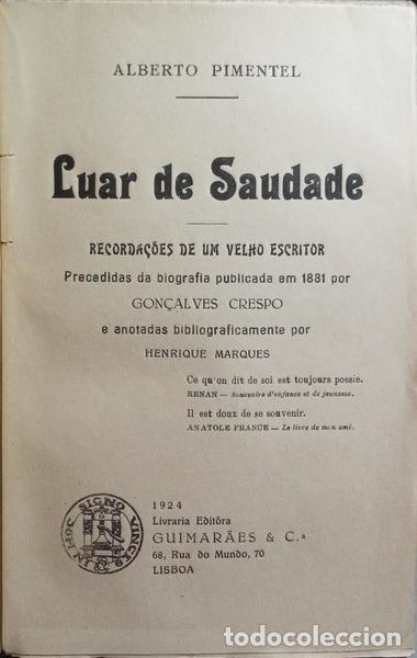 Libros: PIMENTEL. (Alberto) - LUAR DE SAUDADE. - Foto 2