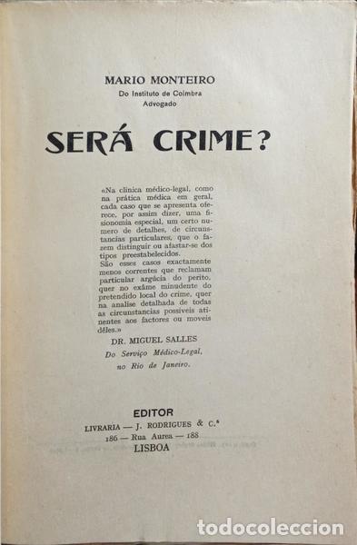 Libros: MONTEIRO. (M&aacute;rio) - SER&Aacute; CRIME? - Foto 2