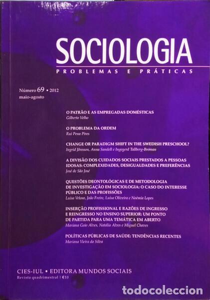 Libros: SOCIOLOGIA, PROBLEMAS E PR&Aacute;TICAS, N.&ordm; 69, MAIO-AGOSTO 2012. - Foto 1