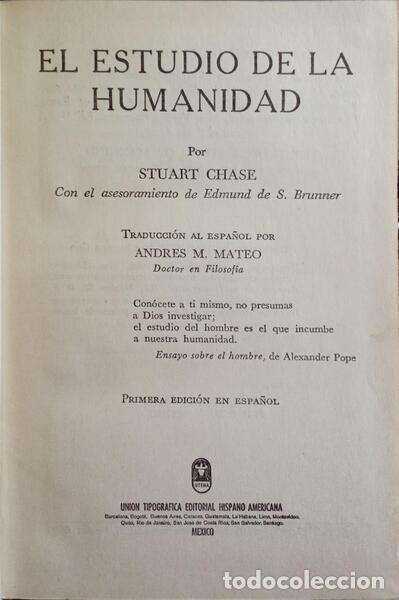 Libros: CHASE. (Stuart) - EL ESTUDIO DE LA HUMANIDAD. - Foto 2