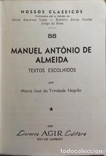 Libros: ALMEIDA. (Manuel Ant&ocirc;nio de) - TEXTOS ESCOLHIDOS. - Foto 2