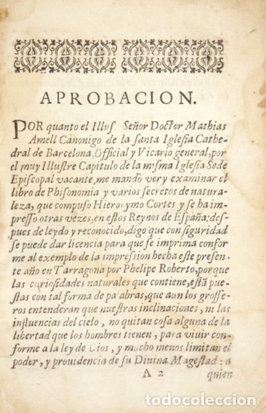 Libros: CORT&Eacute;S. (Jer&oacute;nimo) - PHISIONOMIA Y VARIOS SECRETOS DE NATVRALEZA: - Foto 2