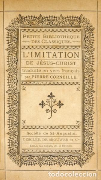 Libros: KEMPIS. (Thomas a) e Pierre Corneille. - L&#39;IMITATION DE J&Eacute;SUS-CHRIST. - Foto 1