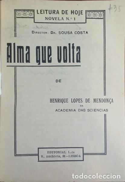 Libros: LOPES DE MENDON&Ccedil;A. (Henrique) - ALMA QUE VOLTA. - Foto 2