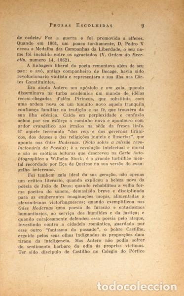 Libros: QUENTAL. (Antero de) - PROSAS ESCOLHIDAS. - Foto 3