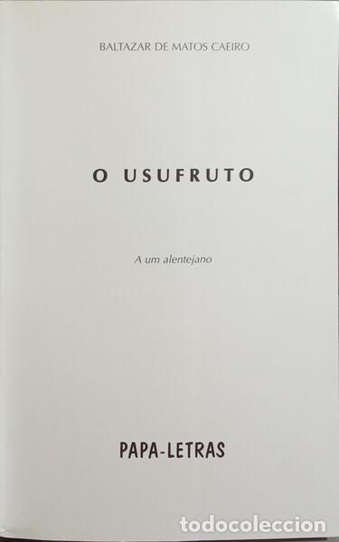 Libros: MATOS CAEIRO. (Baltazar de) - O USUFRUTO. - Foto 2