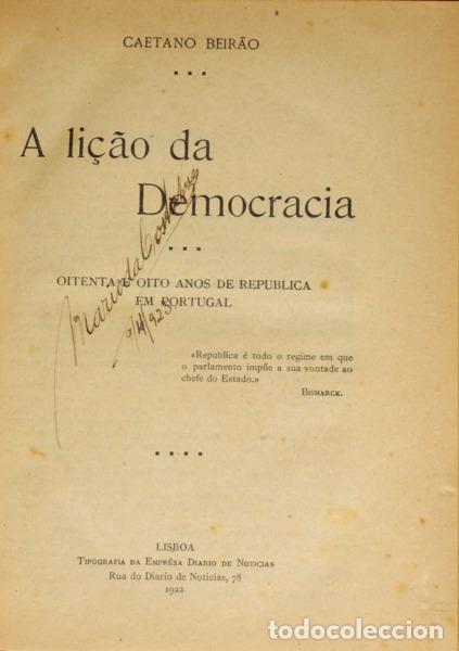 Libros: BEIR&Atilde;O. (Caetano) - A LI&Ccedil;&Atilde;O DA DEMOCRACIA. - Foto 1