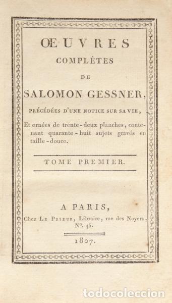 Libros: GESSNER. (Salomon) - OEUVRES COMPL&Egrave;TES. [3 VOLS.] - Foto 1