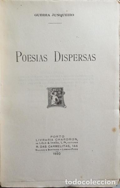 Libros: GUERRA JUNQUEIRO. (Ab&iacute;lio Manuel) - POESIAS DISPERSAS. [DEDICAT&Oacute;RIA] - Foto 2