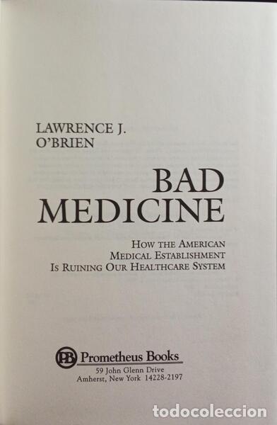 Libros: OBRIEN. (Lawrence J.) - BAD MEDICINE. - Foto 2