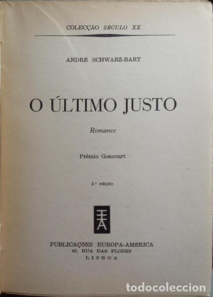 Libros: SCHWARZ-BART. (Andr&eacute;) - O &Uacute;LTIMO JUSTO. - Foto 2