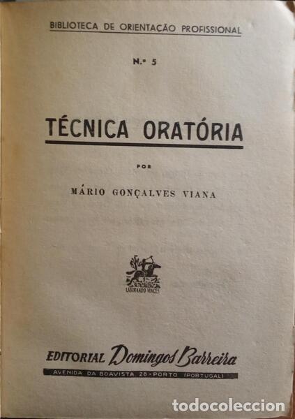 Libros: GON&Ccedil;ALVES VIANA. (M&aacute;rio) - T&Eacute;CNICA ORAT&Oacute;RIA. - Foto 2