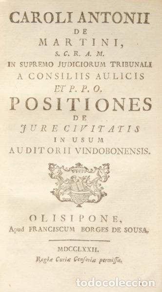 Libros: MARTINI. (Carlos Ant&oacute;nio) - POSITIONES DE JURE CIVITATIS. - Foto 1