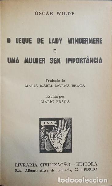 Libros: WILDE. (&Oacute;scar) - O LEQUE DE LADY WINDERMERE E UMA MULHER SEM IMPORT&Acirc;NCIA. - Foto 2