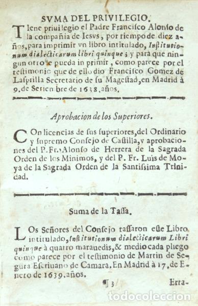 Libros: ALFONSO. (Padre Francisco) - INSTITUTIONUM DIALECTICARUM LIBRI QUINQUE. - Foto 2