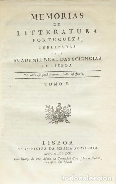 Libros: MEMORIAS DE LITTERATURA PORTUGUEZA, PUBLICADAS PELA ACADEMIA REAL DAS SCIENCIAS DE LISBOA. [8 VOLUME