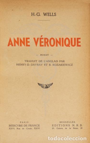 Libros: WELLS. (Herbert George) - ANNE V&Eacute;RONIQUE. - Foto 1