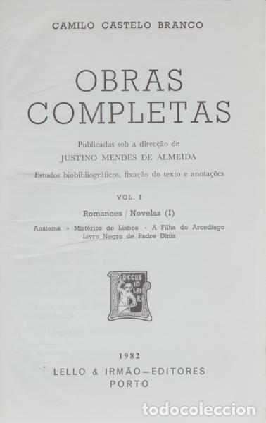 Libros: CASTELO BRANCO. (Camilo) - OBRAS COMPLETAS. [17 VOLUMES] - Foto 1