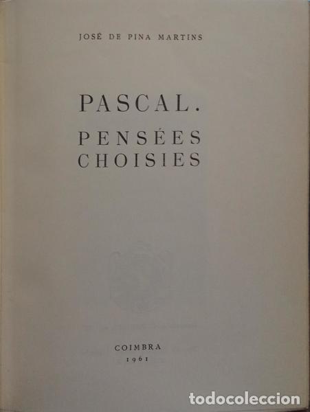 Libros: PINA MARTINS. (Jos&eacute; de) - PASCAL. PENS&Eacute;ES CHOISIES. - Foto 1