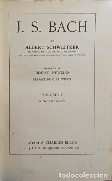 Libros: SCHWEITZER. (Albert) - J. S. BACH. [2 VOLS.] - Foto 1
