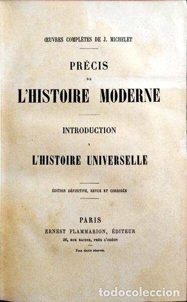 Libros: MICHELET. (Jules) - PR&Eacute;CIS DE L&#39;HISTOIRE MODERNE. - Foto 2