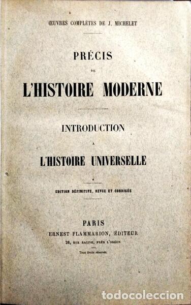 Libros: MICHELET. (Jules) - PR&Eacute;CIS DE L&#39;HISTOIRE MODERNE. - Foto 1
