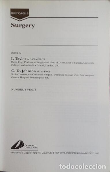 Libros: JOHNSON. (C. D.) e I. Taylor. - SURGERY. [19, 20, 22] - Foto 2