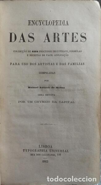Libros: MATOS. (Manuel Ant&oacute;nio de) - ENCYCLOPEDIA DAS ARTES. - Foto 1