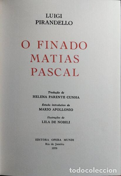 Libros: PIRANDELLO. (Luigi) - O FINADO MATIAS PASCAL. - Foto 1