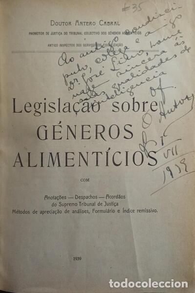 Libros: CABRAL. (Antero) - LEGISLA&Ccedil;&Atilde;O SOBRE G&Eacute;NEROS ALIMENT&Iacute;CIOS. - Foto 2