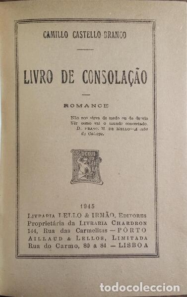 Libros: CASTELO BRANCO. (Camilo) - LIVRO DE CONSOLA&Ccedil;&Atilde;O. - Foto 2
