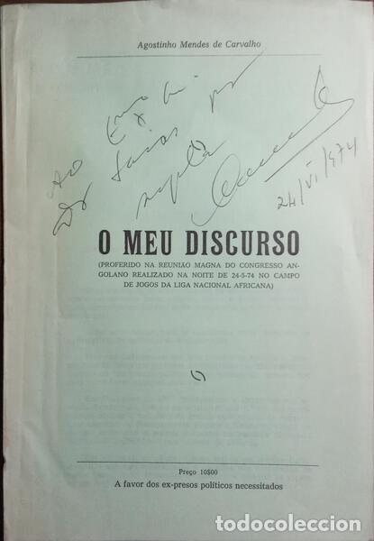 Libros: MENDES DE CARVALHO. (Agostinho) - O MEU DISCURSO. - Foto 1