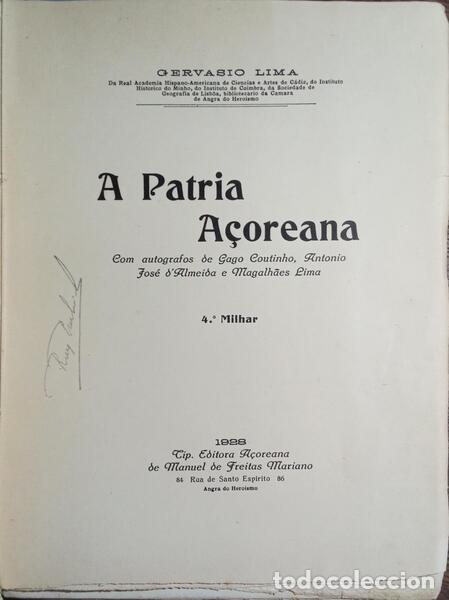 Libros: LIMA. (Gervasio) - A PATRIA A&Ccedil;OREANA. - Foto 2