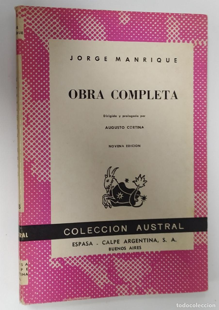 Libros: Obra completa. Jorge Manrique. - Manrique, Jorge. ( -1479) - Foto 1